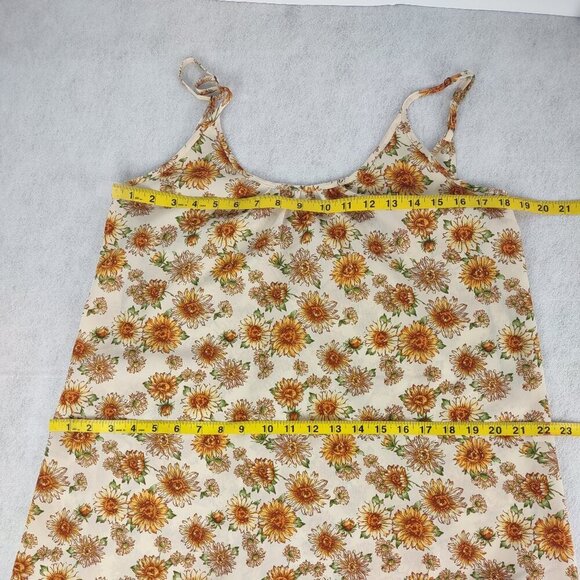 Forever 21 Sunflower Floral Mini Slip Dress Chiffon Style Size Small - Picture 8 of 11